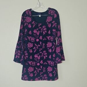 Blue Rain Pink Floral Long Sleeve Dress